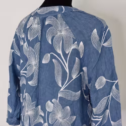 Linneklänning med spets Mönstrad JEANSBLÅ