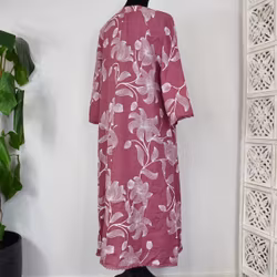 Linneklänning med spets Mönstrad FUSCHIA
