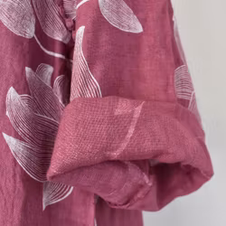 Linneklänning med spets Mönstrad FUSCHIA