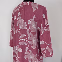 Linneklänning med spets Mönstrad FUSCHIA