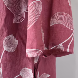 Linneklänning med spets Mönstrad FUSCHIA