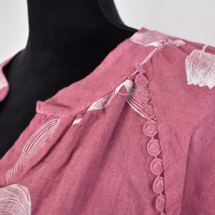 Linneklänning med spets Mönstrad FUSCHIA