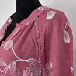 Linneklänning med spets Mönstrad FUSCHIA