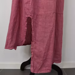 Lång skjortklänning i linne FUSCHIA