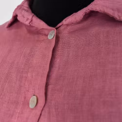 Lång skjortklänning i linne FUSCHIA