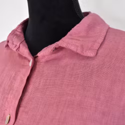 Lång skjortklänning i linne FUSCHIA