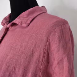 Lång skjortklänning i linne FUSCHIA
