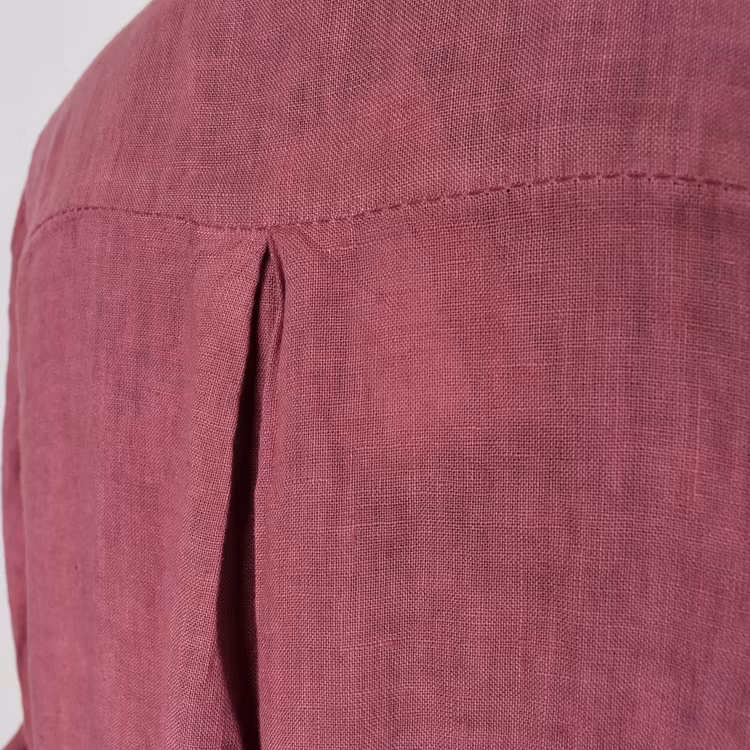Lång skjortklänning i linne FUSCHIA