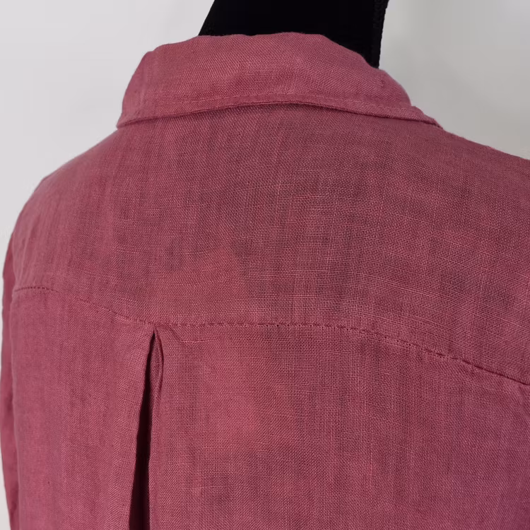 Lång skjortklänning i linne FUSCHIA