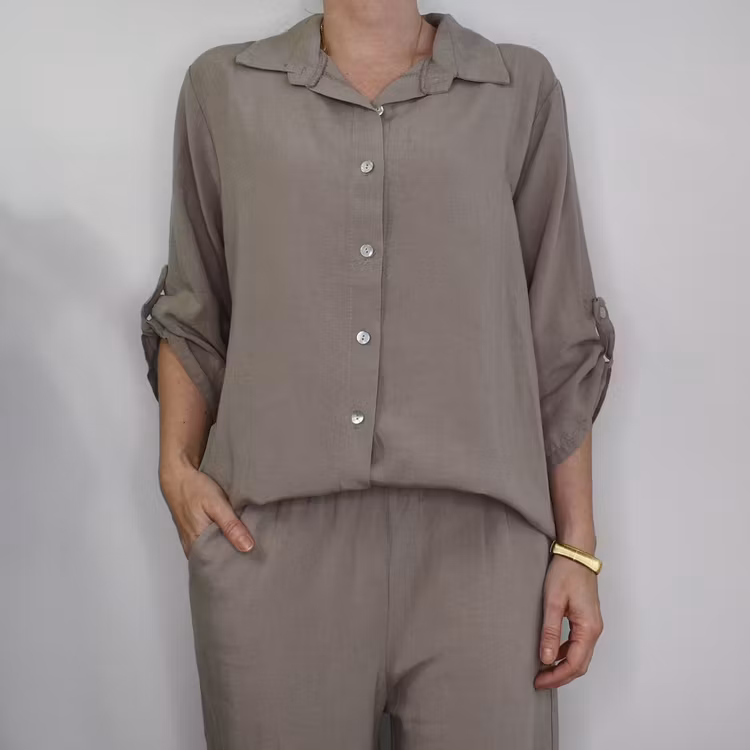 Skjorta Tone linnemix TAUPE - Mix By Heart