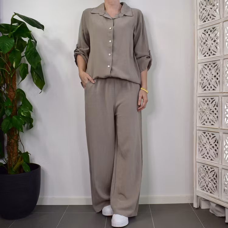 Skjorta Tone linnemix TAUPE - Mix By Heart