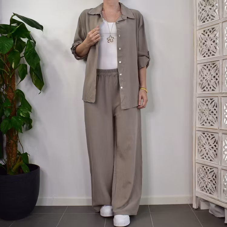 Skjorta Tone linnemix TAUPE - Mix By Heart