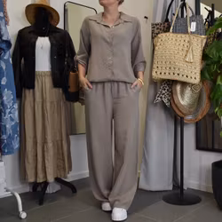 Skjorta Tone linnemix TAUPE - Mix By Heart