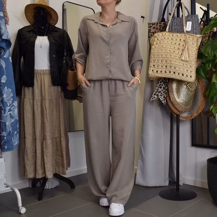 Skjorta Tone linnemix TAUPE - Mix By Heart