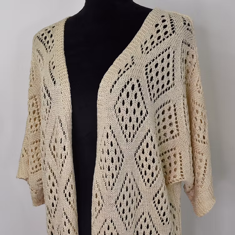 Hålmönstrad cardigan Nea BEIGE - Mix By Heart