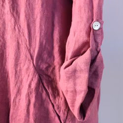 Kort skjortklänning i linne FUSCHIA