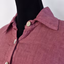 Kort skjortklänning i linne FUSCHIA