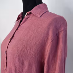 Kort skjortklänning i linne FUSCHIA