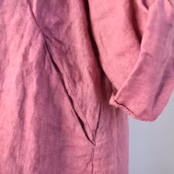 Kort skjortklänning i linne FUSCHIA