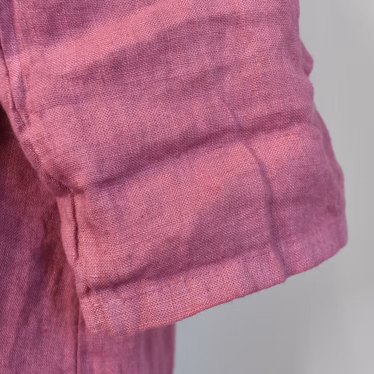 Kort skjortklänning i linne FUSCHIA