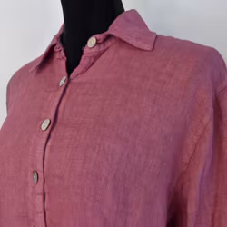 Kort skjortklänning i linne FUSCHIA