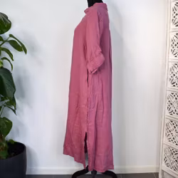 Skjortklänning med fickor FUSCHIA