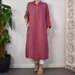 Skjortklänning med fickor FUSCHIA