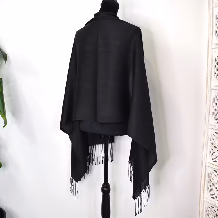 Sjal Kashmir-mix SVART