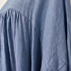 Linneklänning med fickor JEANSBLÅ
