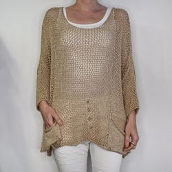 Hålstickad Tröja Miza Lurex GULD - Nowomanslabel