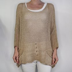 Hålstickad Tröja Miza Lurex GULD - Nowomanslabel