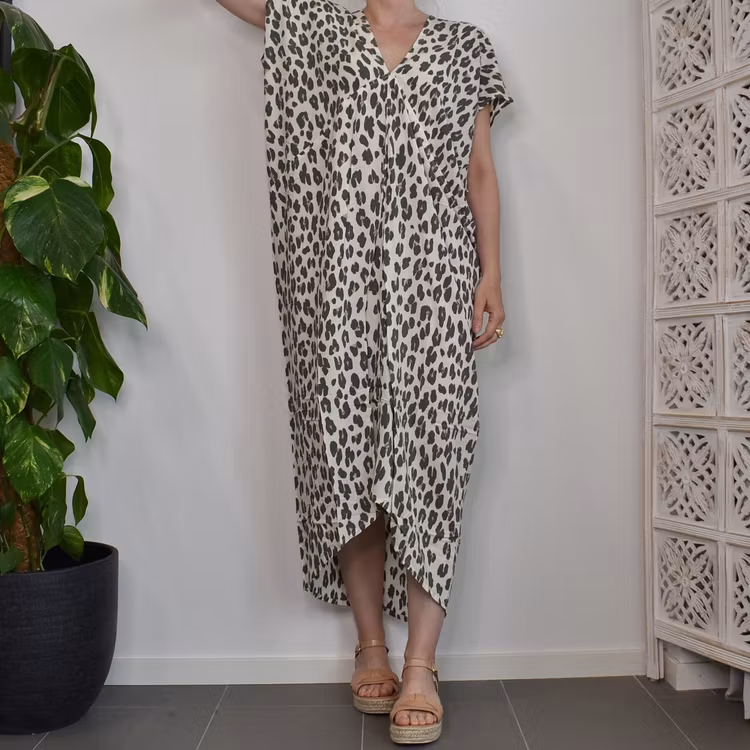 Kaftan Camelia Leopard CREAM - CoconutMilk by Stajl