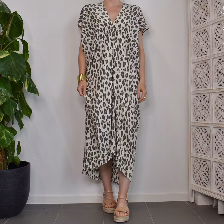 Kaftan Camelia Leopard CREAM - CoconutMilk by Stajl