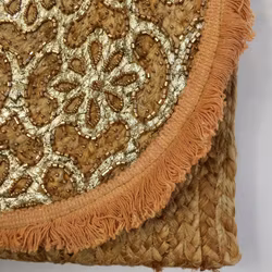 Axelremsväska/Clutch Jute GULD