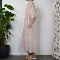 Skjortklänning med fickor LJUSROSA