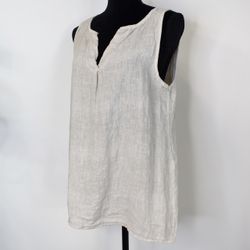 Linne/Ärmlös topp BEIGE