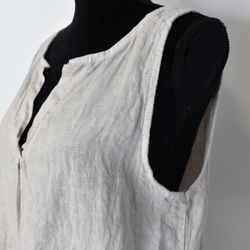 Linne/Ärmlös topp BEIGE