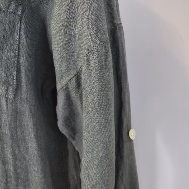 Lång skjortklänning med fickor KAKI