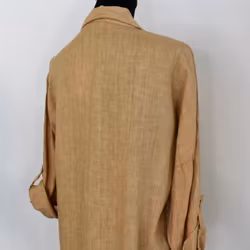 Lång skjortklänning med fickor LJUS CAMEL