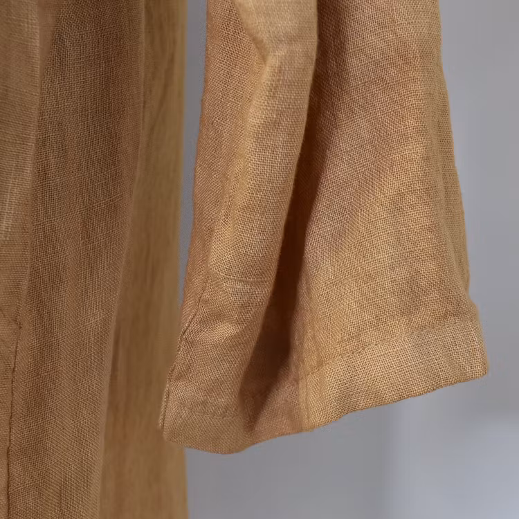 Lång skjortklänning med fickor LJUS CAMEL