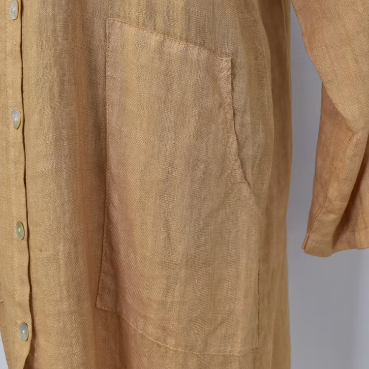 Lång skjortklänning med fickor LJUS CAMEL