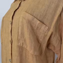 Lång skjortklänning med fickor LJUS CAMEL