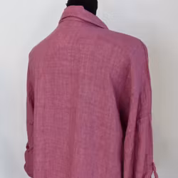 Lång skjortklänning med fickor FUSCHIA