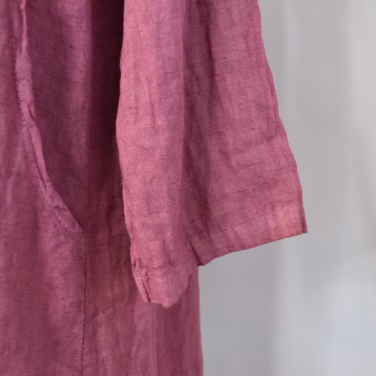 Lång skjortklänning med fickor FUSCHIA