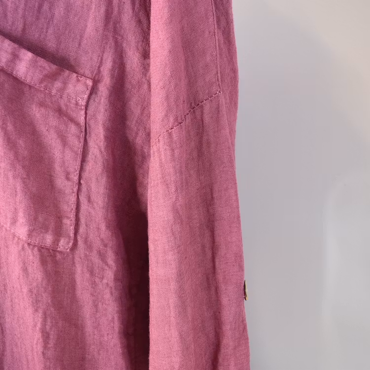 Lång skjortklänning med fickor FUSCHIA