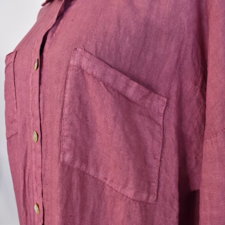 Lång skjortklänning med fickor FUSCHIA