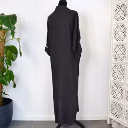 Lång skjortklänning med fickor ANTRACIT