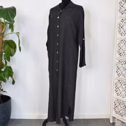 Lång skjortklänning med fickor ANTRACIT