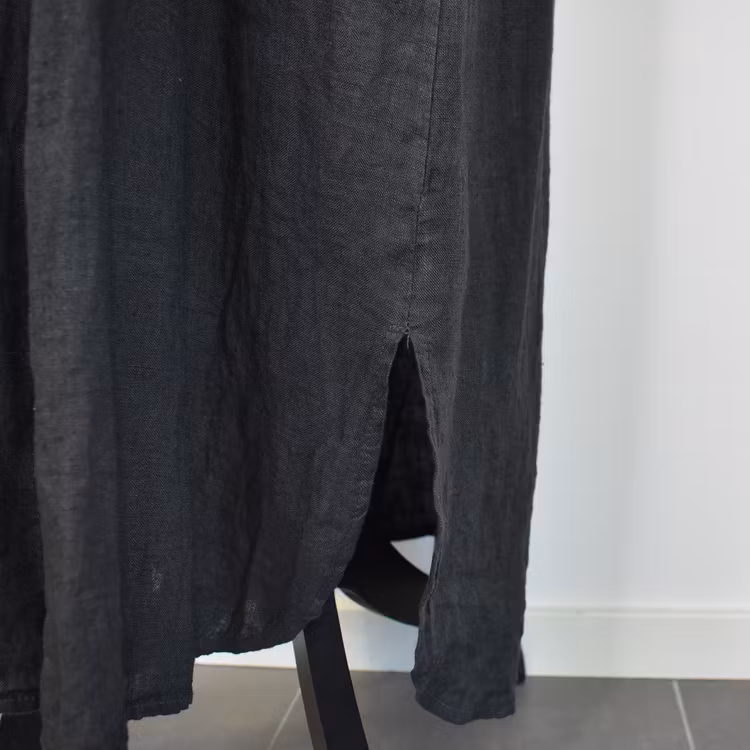 Lång skjortklänning med fickor ANTRACIT
