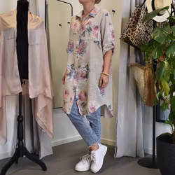 Långskjorta Milou Blommig BEIGE - Mix By Heart